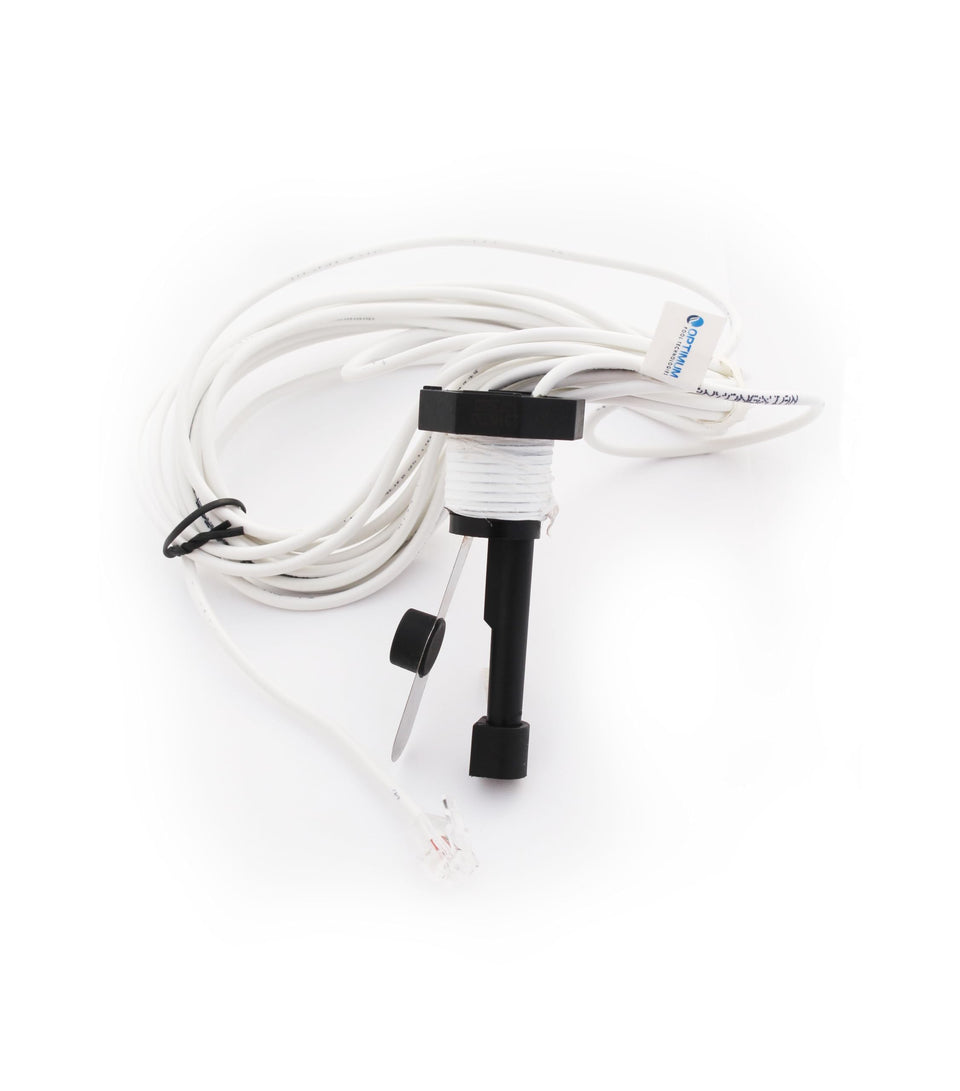 Optimum Flow Switch Assembly Kit without tee shows proper water flow direction for easy installation.