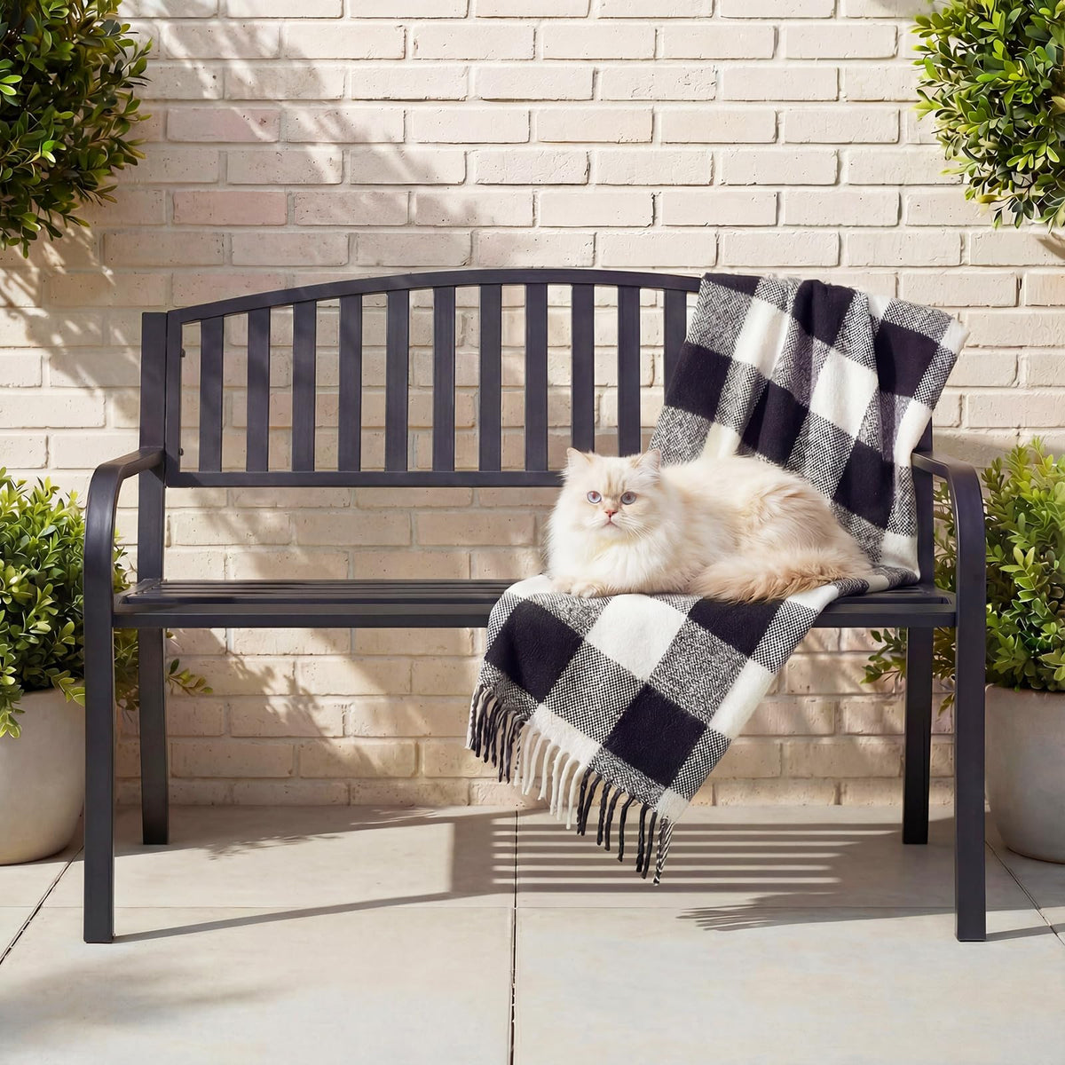 Optmspic 50-inch outdoor bench with backrest for comfortable outdoor seating.