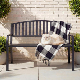 Optmspic 50-inch outdoor bench with backrest for comfortable outdoor seating.