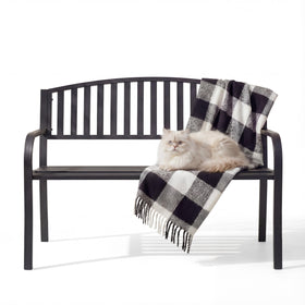 Optmspic iron-frame garden bench showing sturdy construction for long-lasting outdoor use.