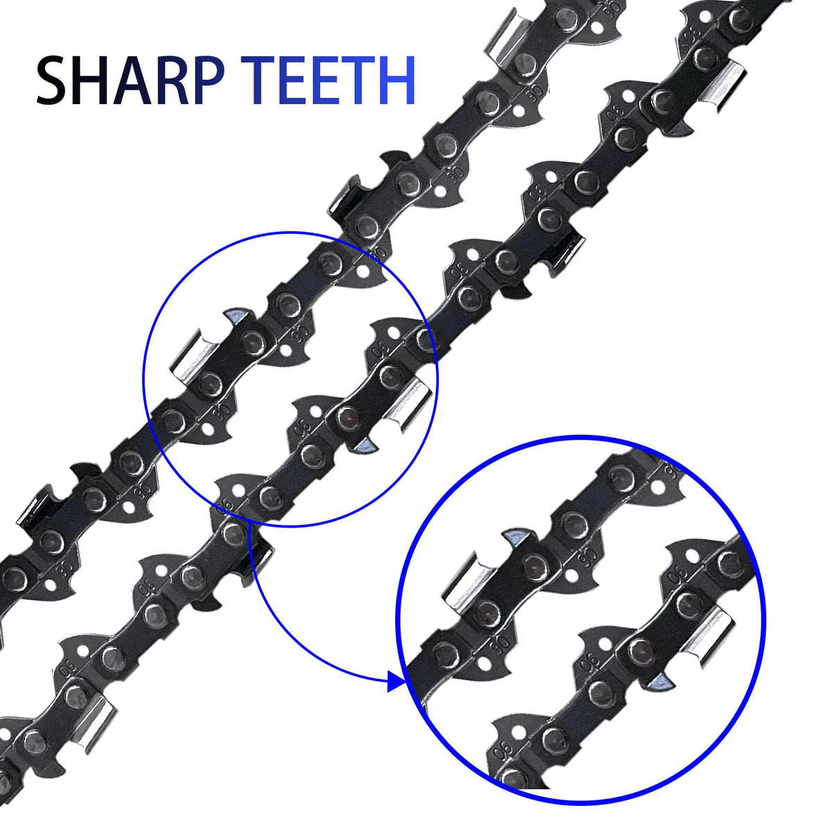 Opuladuo chain teeth close-up for efficient cutting and snag reduction