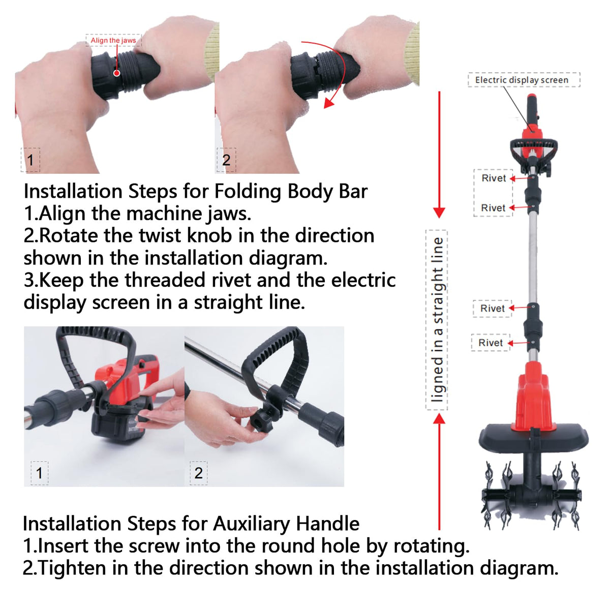 Opuliv cordless tiller blade system cutting through soil and roots smoothly.