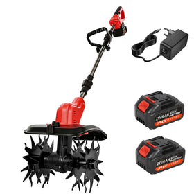 Opuliv cordless tiller motor close-up showing brushless power for efficient soil prep.