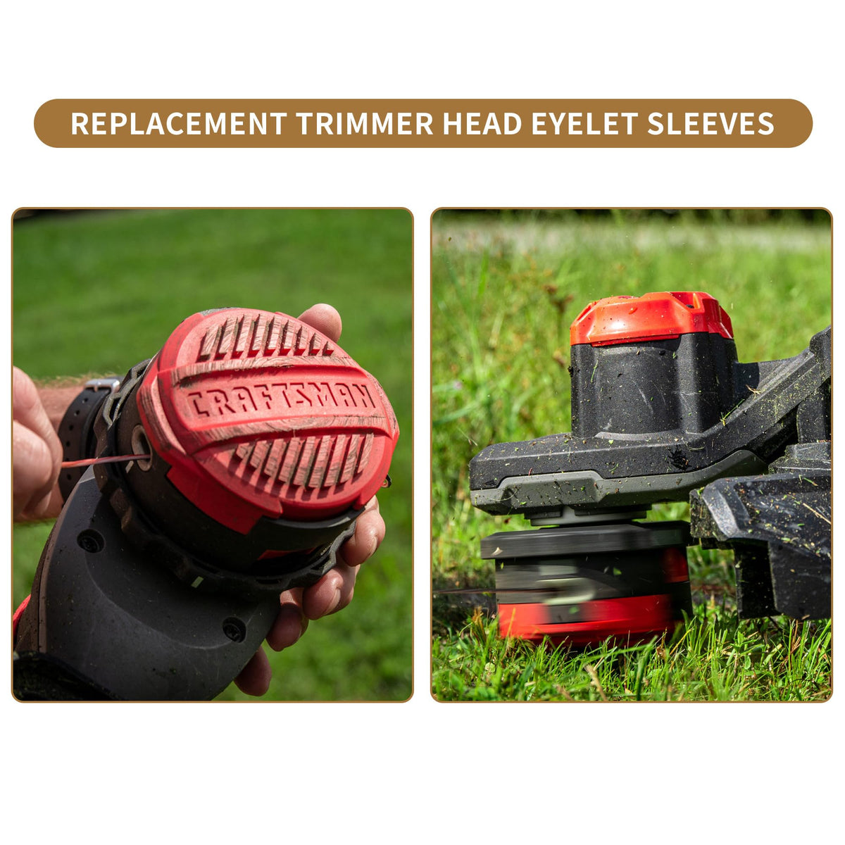Opzour universal eyelets shown on different trimmer heads for broad compatibility