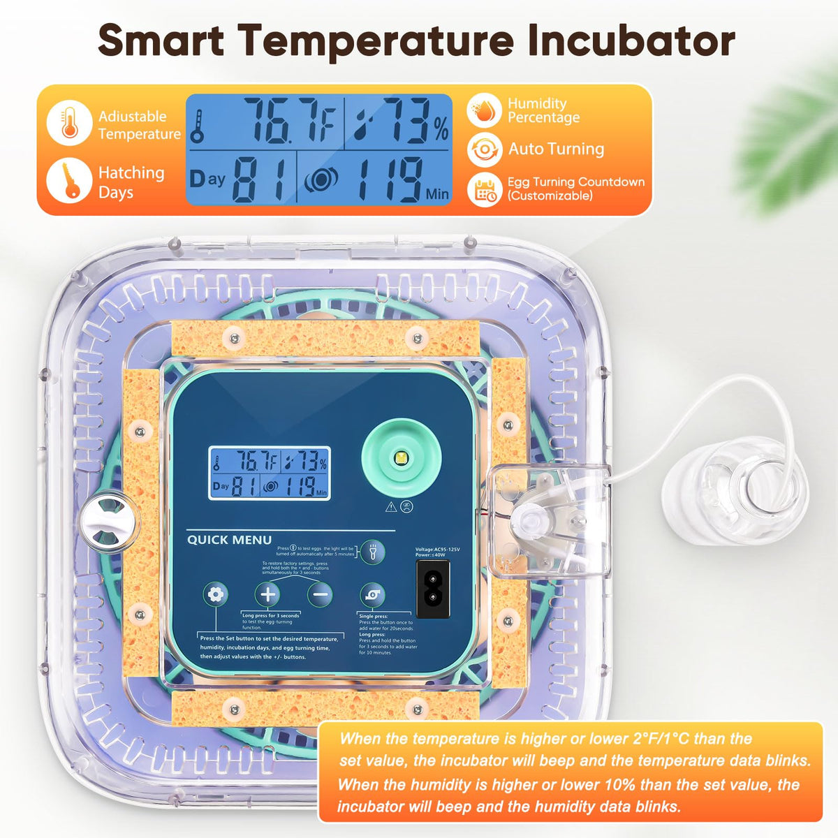 Oqioprd incubator auto-turner in action ensuring even egg turning for better hatch potential.