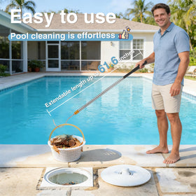 ORAPXI adjustable pool skimmer pole with twist locks extends for versatility.