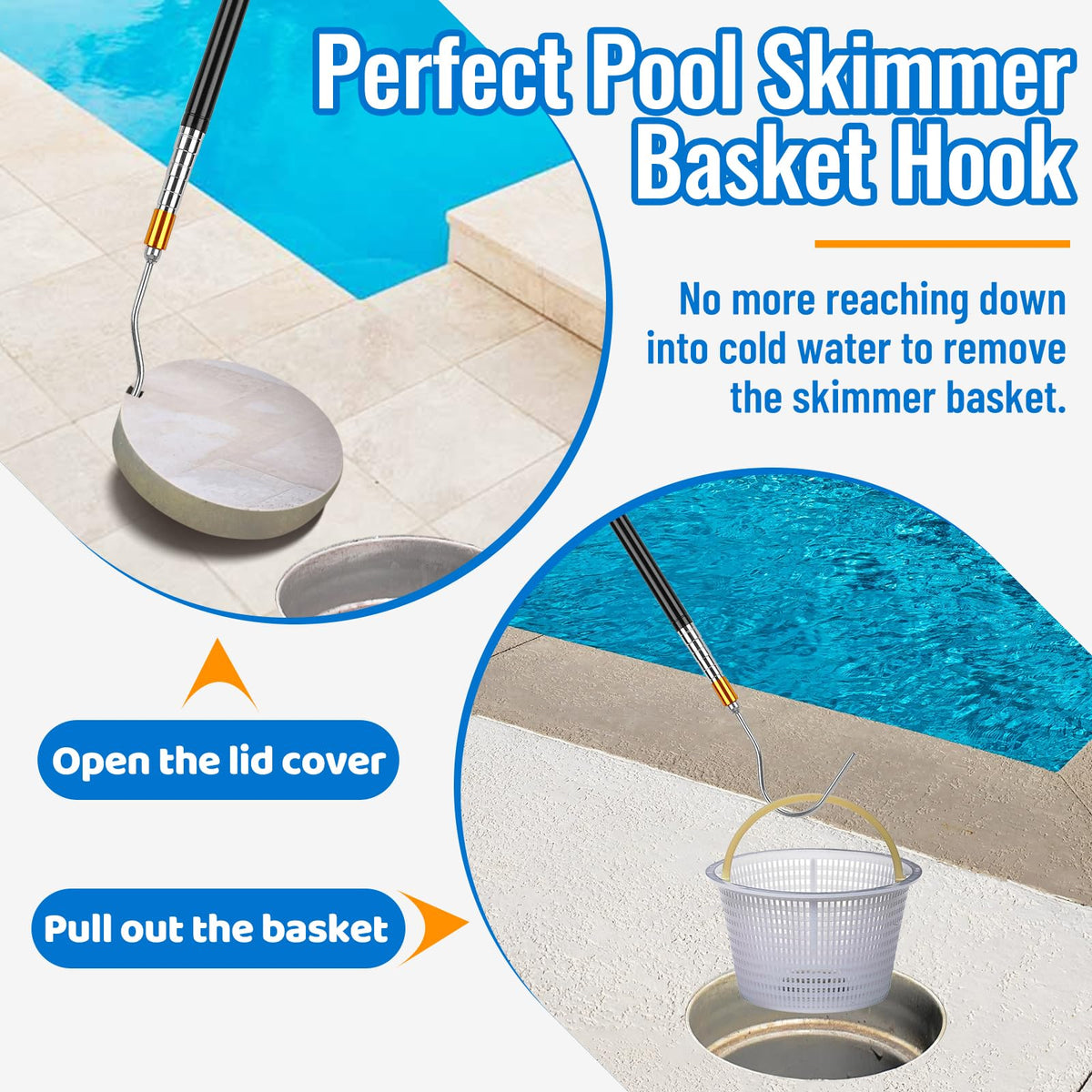 ORAPXI sturdy metal construction ensures durability during pool cleaning.