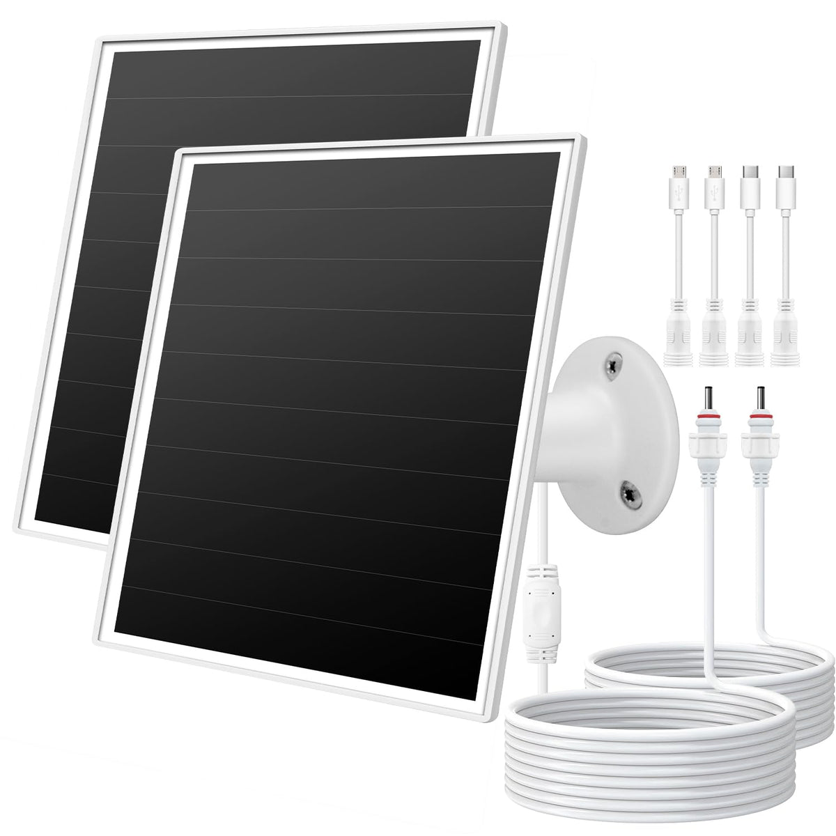 Orayafid 6W solar charger front view powering outdoor cameras