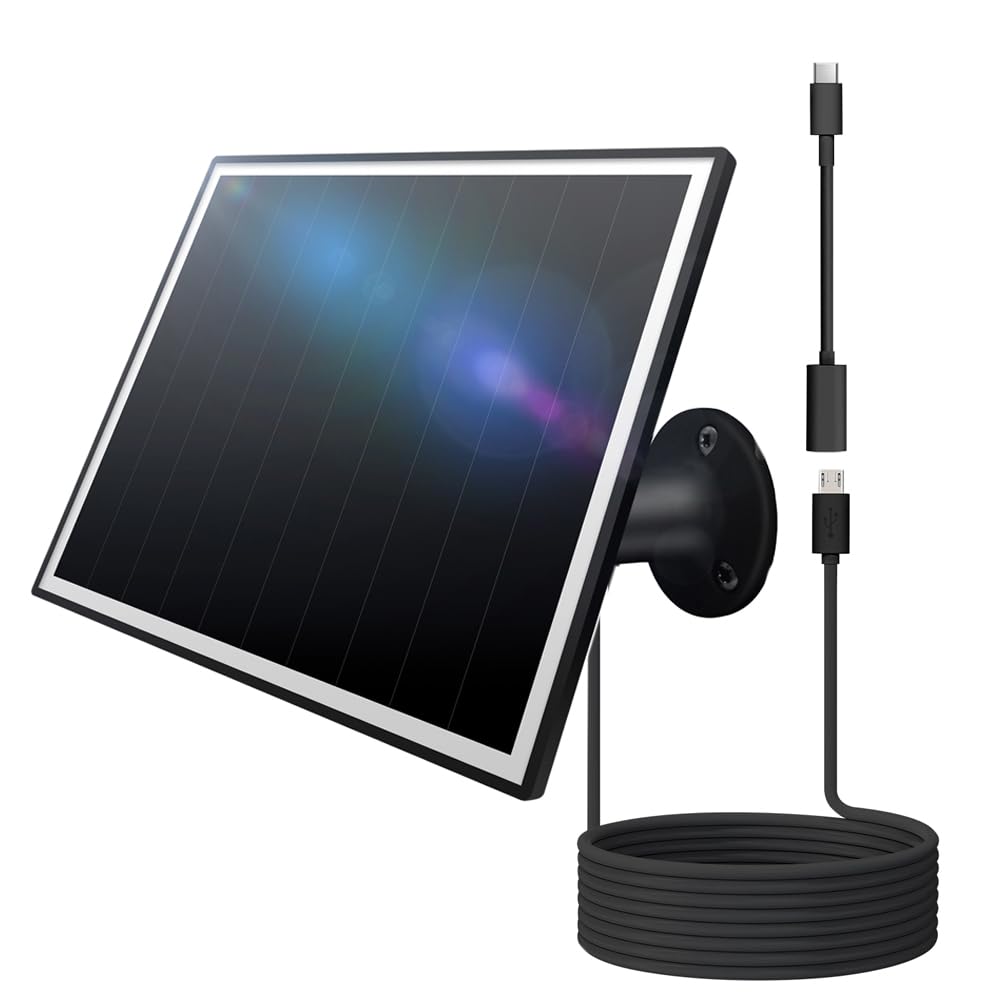 Orayafid 8W solar panel for outdoor cameras with micro USB or USB-C ports enabling off grid charging