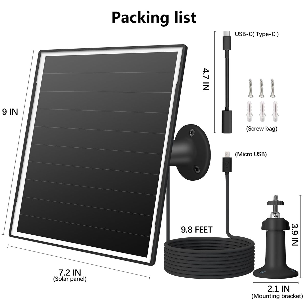 Orayafid solar panel compatible with Eufy Wyze and Reolink cameras