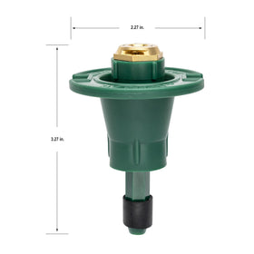 Orbit 54027 brass nozzle with flow adjustment enabling variable spray.