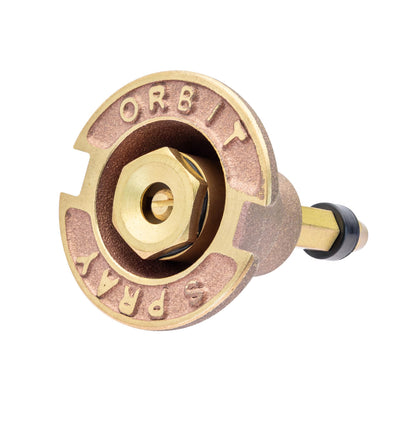 Orbit 54070 full-spray brass pop-up head two-pack for lawns.
