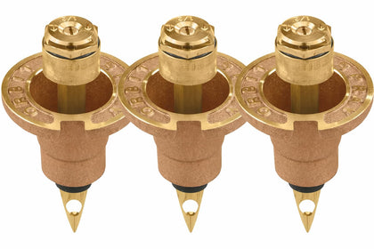 Orbit 54071 brass pop-up sprinkler with half-pattern spray for lawn coverage