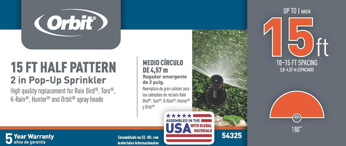 Orbit 54325 tight-spot installation demonstrates compatibility with standard 1/2-inch fittings.