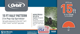 Orbit 54325 tight-spot installation demonstrates compatibility with standard 1/2-inch fittings.