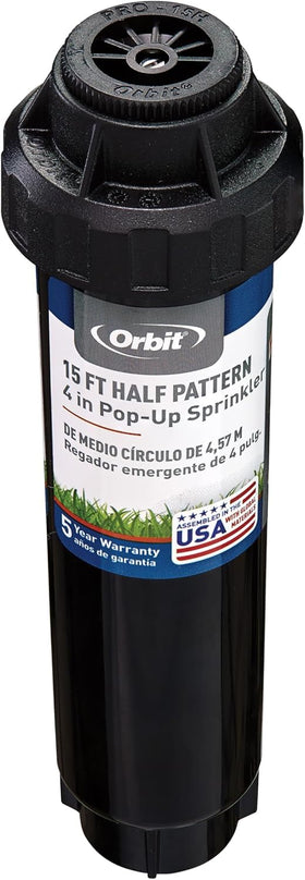 Orbit 54345 half-pattern nozzle demonstrates targeted coverage options for borders.