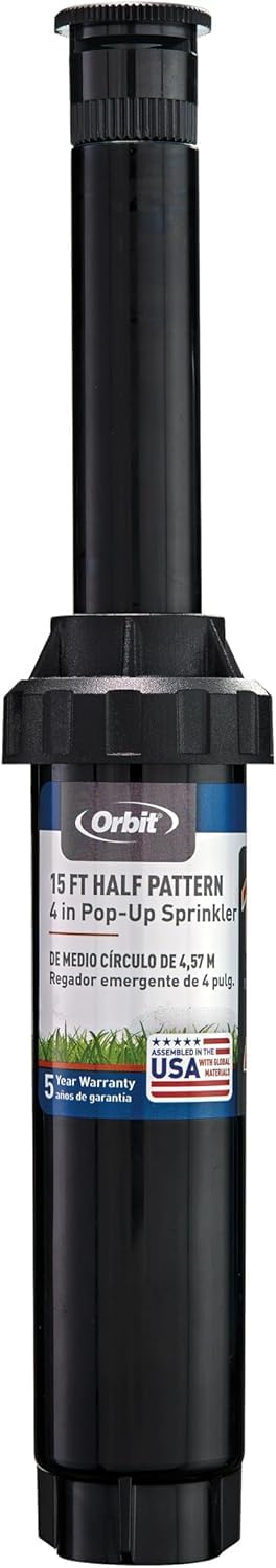 Riser-stem and spring detail on Orbit 54345 show a durable, adjustable spray direction.