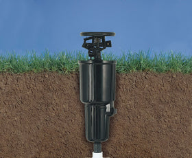 Orbit 55200 pulse pop-up sprinkler head in action delivering even coverage