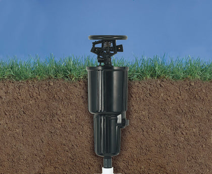 Orbit 55200 pulse pop-up sprinkler head in action delivering even coverage