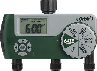 Orbit 56082 digital timer display with clear numbers for precise watering.
