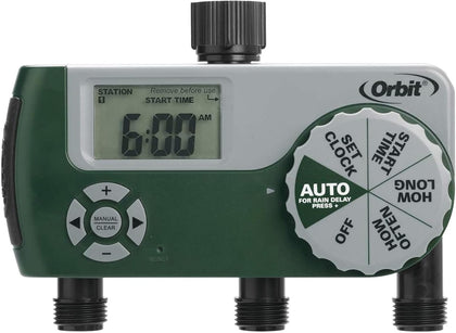 Orbit 56082 digital timer display with clear numbers for precise watering.