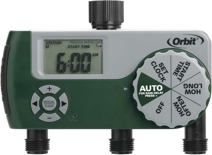 Orbit 56082 digital timer display with clear numbers for precise watering.
