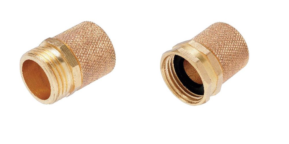 Orbit 56801N brass hose connector end for quick repairs on kinked hoses.