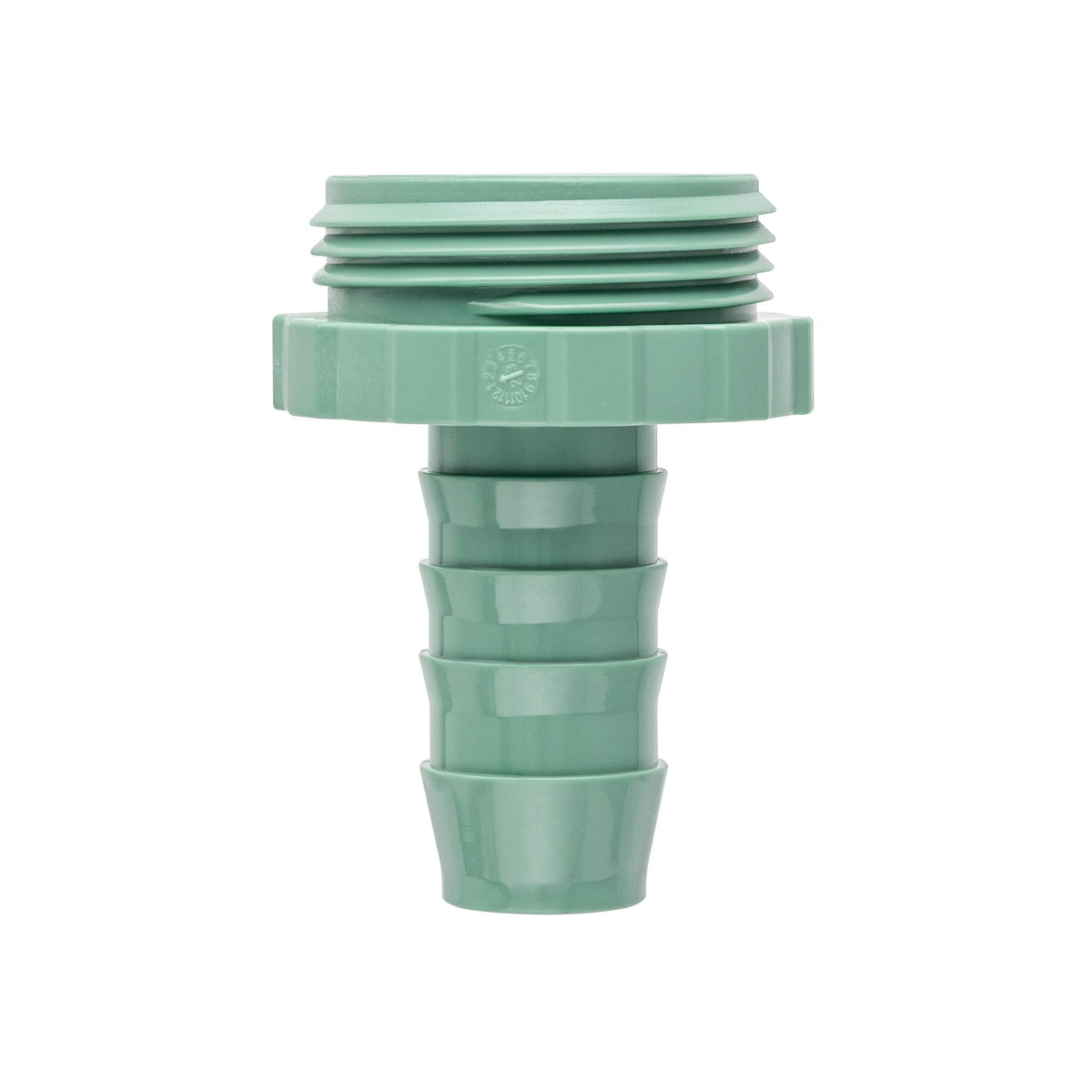 Orbit 57188 male adapter showing spiral barb design for a secure poly pipe connection.