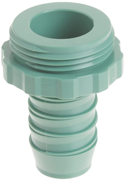 Orbit 57189 poly male adapter close-up with swivel unions for a watertight seal.