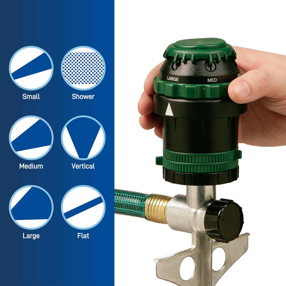 Orbit 58573N H2O-6 gear drive sprinkler suited for efficient lawn irrigation areas.