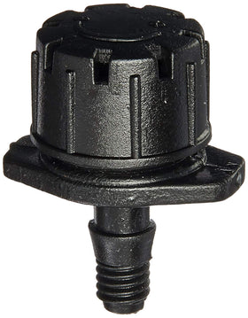 Orbit 67100 emitter installed in garden, gentle adjustable irrigation.