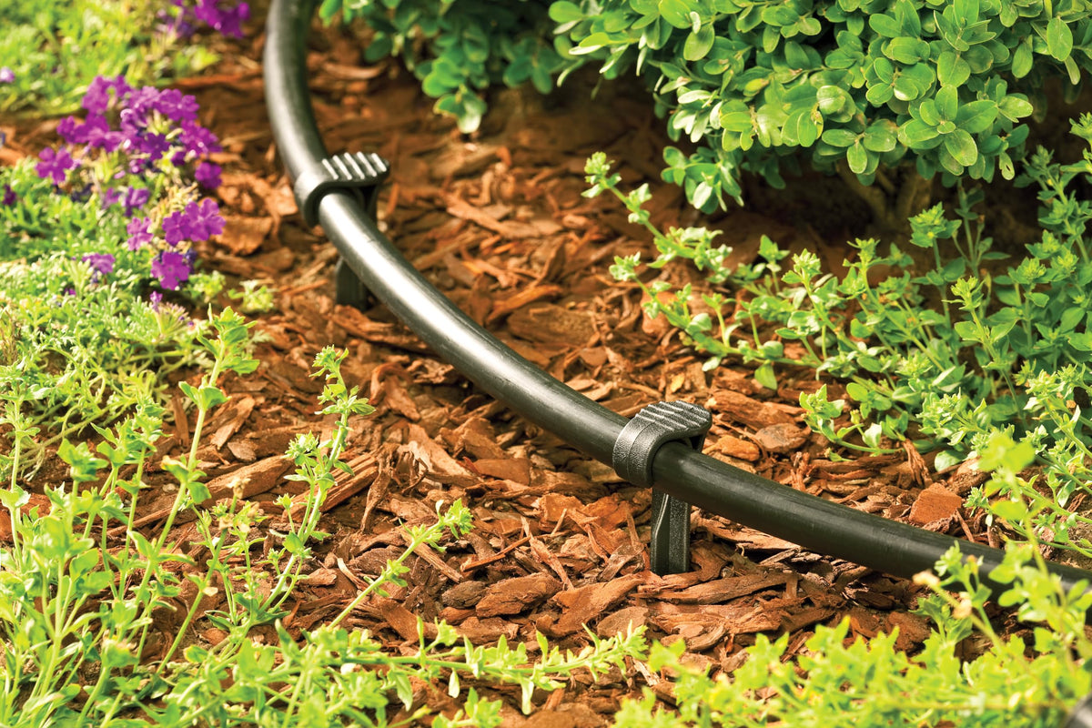 Orbit 67345 drip tubing coil in black ready for easy installation and routing