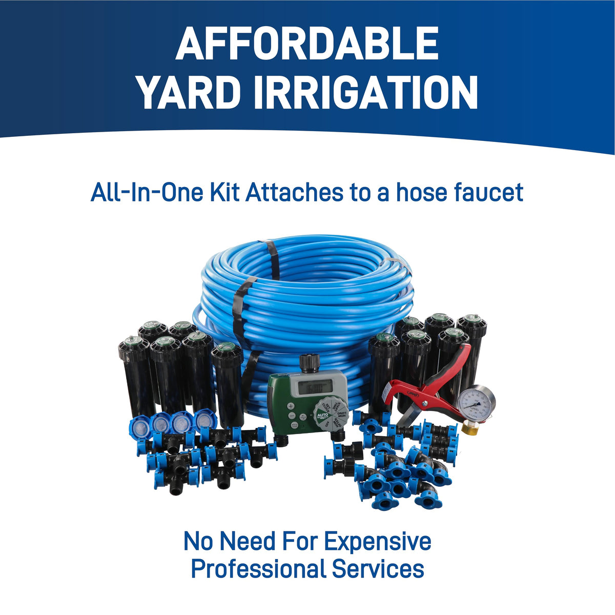 Orbit Blu-Lock push-fit tubing enables leak-resistant, tool-free connections for DIY installation.