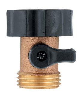 Orbit Brass Hose Shut-Off Coupling with swivel connection for leak-free flow control on outdoor faucets.
