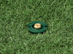 Orbit brass quarter-pattern spray delivers even coverage for garden beds
