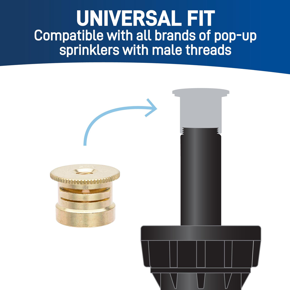 Orbit brass sprinkler nozzle twin-spray coverage ensures even watering around borders