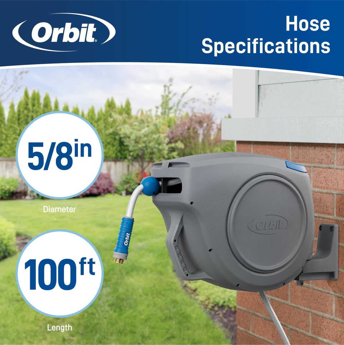 Orbit brass-threaded connections provide durable, corrosion-resistant setup.
