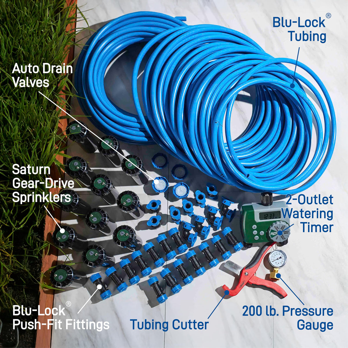 Orbit double outlet hose timer allows adjustable scheduling for automated watering.