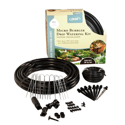 Orbit drip irrigation kit micro-bubbler system delivers targeted root watering