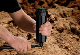 Orbit flex-pipe elbow enables easy, tool-free irrigation connections.