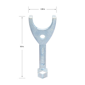 Orbit flush head wrench with two-prong end for easy head threading.