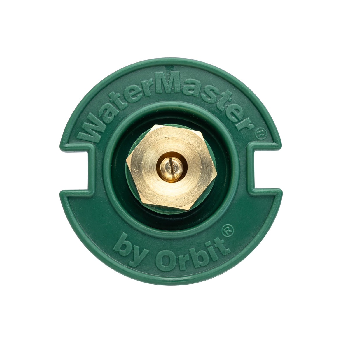 Orbit full-circle spray pattern ensures even coverage around landscape features.