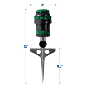 Orbit sprinkler with six patterns displayed for versatile lawn watering.