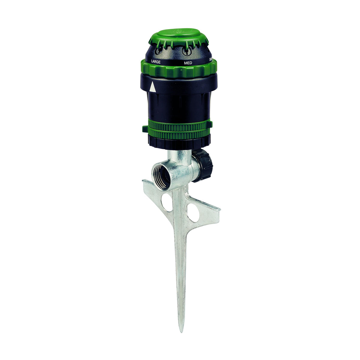 Orbit gear-drive sprinkler in action delivering efficient lawn irrigation.