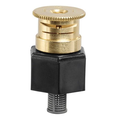 Orbit shrub head brass adapter for above-shrub watering.