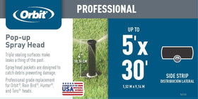Orbit side-strip pattern nozzle for edge-to-edge lawn irrigation