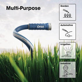 Orbit UV-protected hose thriving in outdoor conditions.