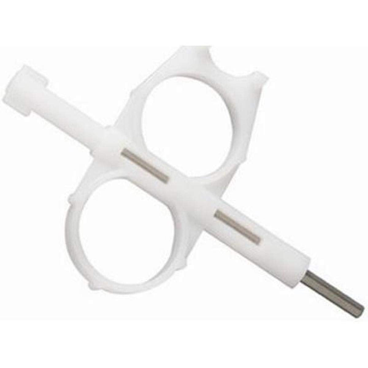 Orbit Voyager II gear drive key adjusting sprinkler spray distance for precise lawn coverage.