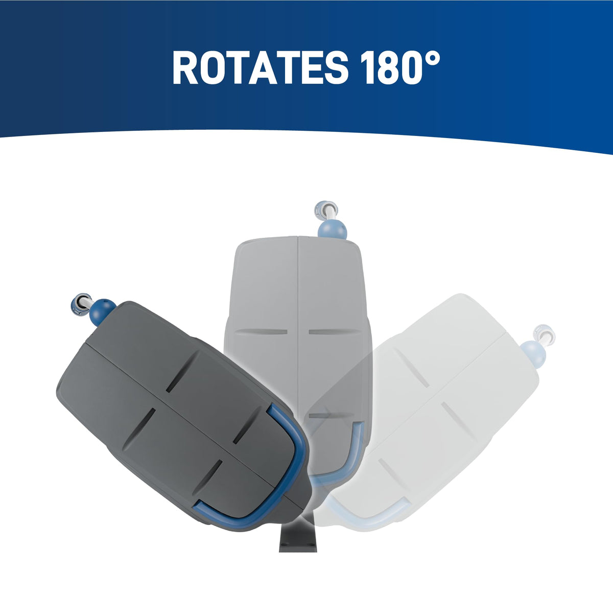 Orbit wall-mount hose reel with 180° swivel for easy reach.