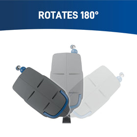 Orbit wall-mount hose reel with 180° swivel for easy reach.
